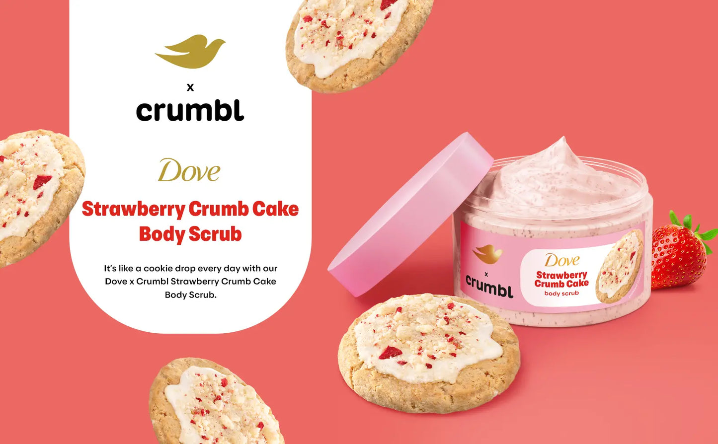 Dove Crumbl Exfoliating Body Scrub Strawberry Cookie, 15 oz