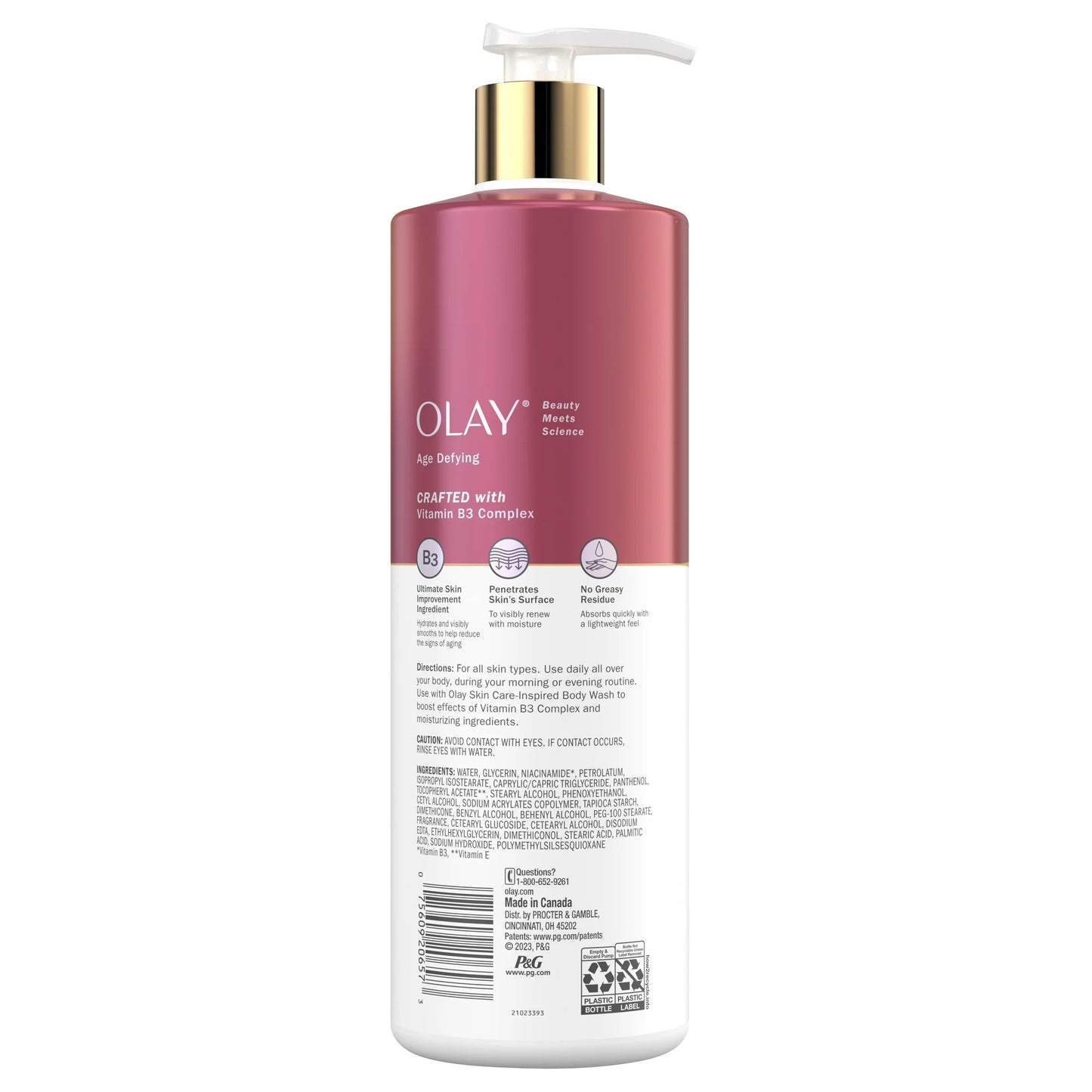 Olay Age Defying Body Lotion for Women, Niacinamide, 17 fl Oz.