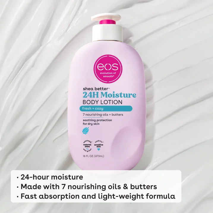eos Shea Better Body Lotion- Fresh & Cozy, 24H Moisture for Dry Skin, 16 fl oz