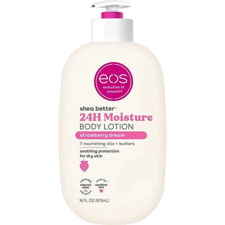 eos Shea Better Body Lotion for Dry Skin, Strawberry Dream, 16 fl oz