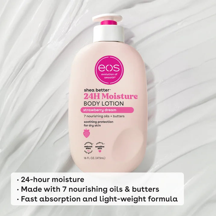 eos Shea Better Body Lotion for Dry Skin, Strawberry Dream, 16 fl oz
