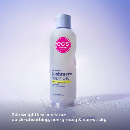 eos Shea Better Vanilla Cashmere Body Oil, Skin Nourishing Lightweight Silky Finish, 6 fl oz