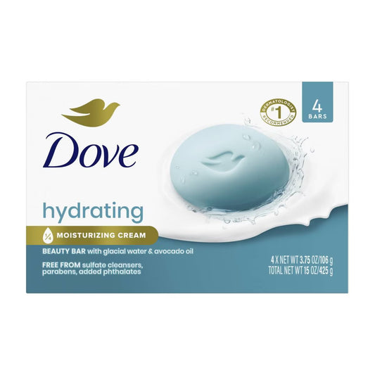 Dove Beauty Bar Women's Bath Soap Hydrating, 3.75 oz 4 Bars