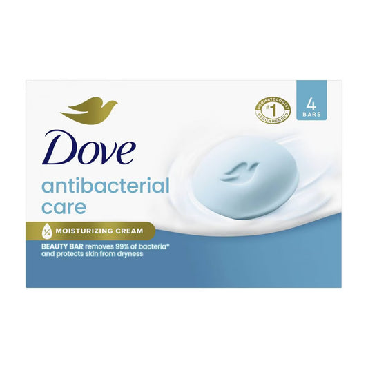 Dove Beauty Bar Bath Soap Antibacterial Care, 3.75 oz 4 Bars