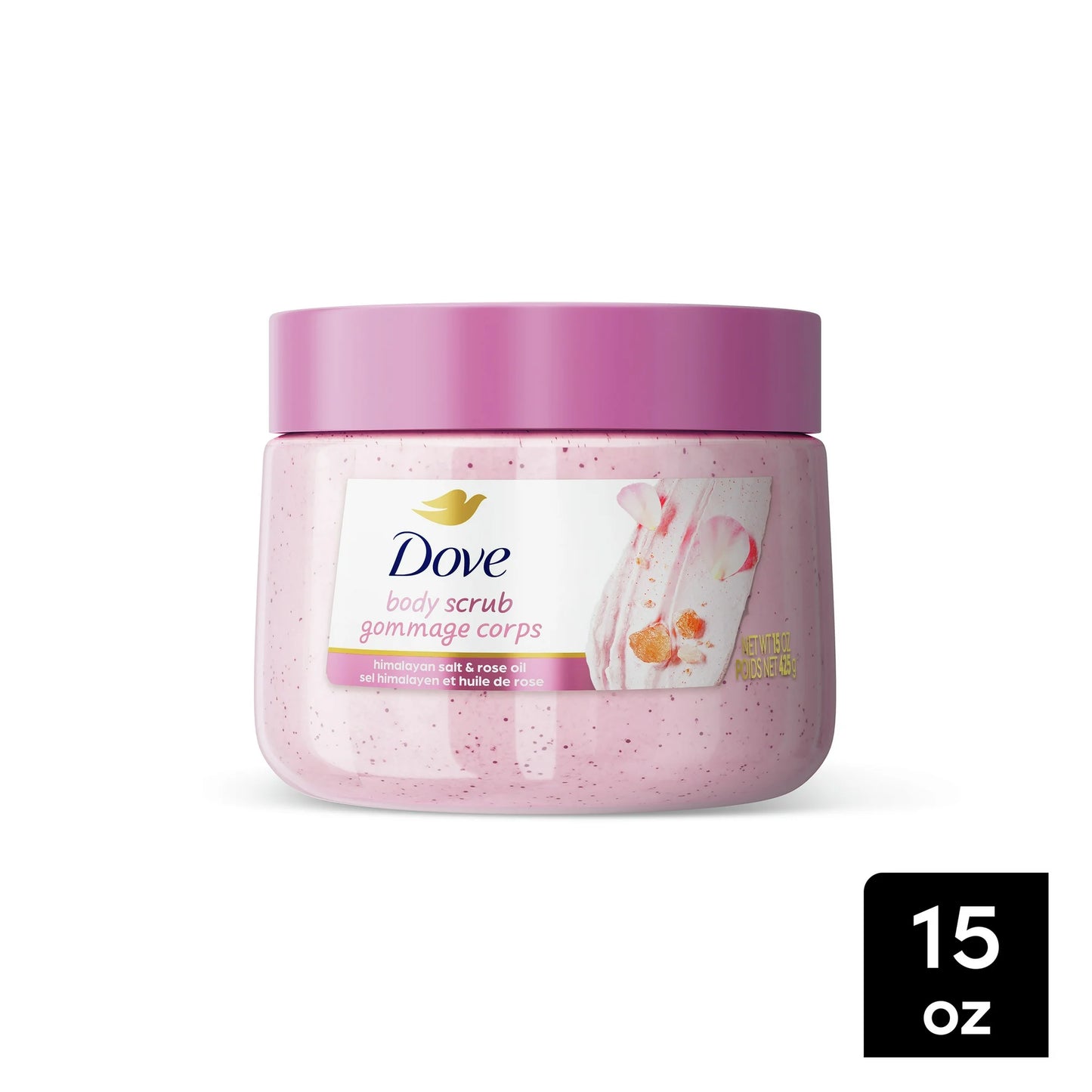 Dove Exfoliating Body Scrub for Women Himalayan Salt & Rose Oil, 15 oz