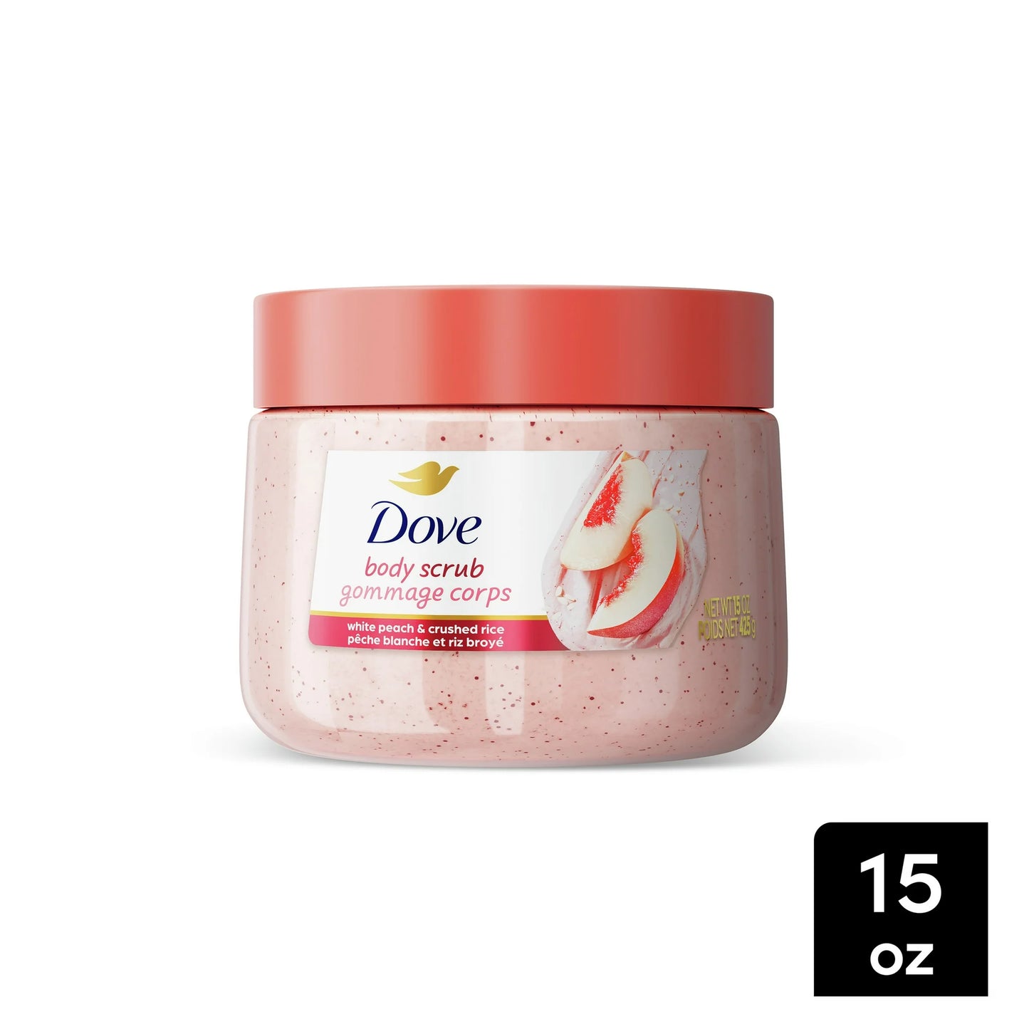 Dove Exfoliating Body Scrub for Women Peach, 15 oz