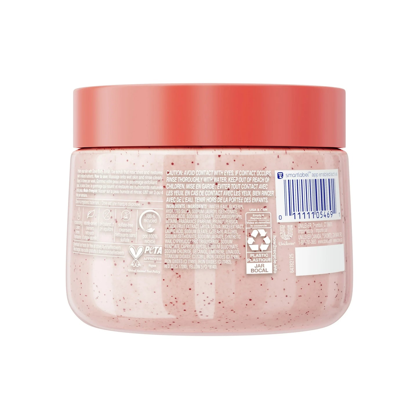 Dove Exfoliating Body Scrub for Women Peach, 15 oz