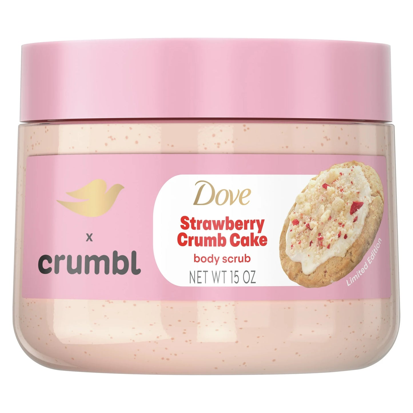 Dove Crumbl Exfoliating Body Scrub Strawberry Cookie, 15 oz