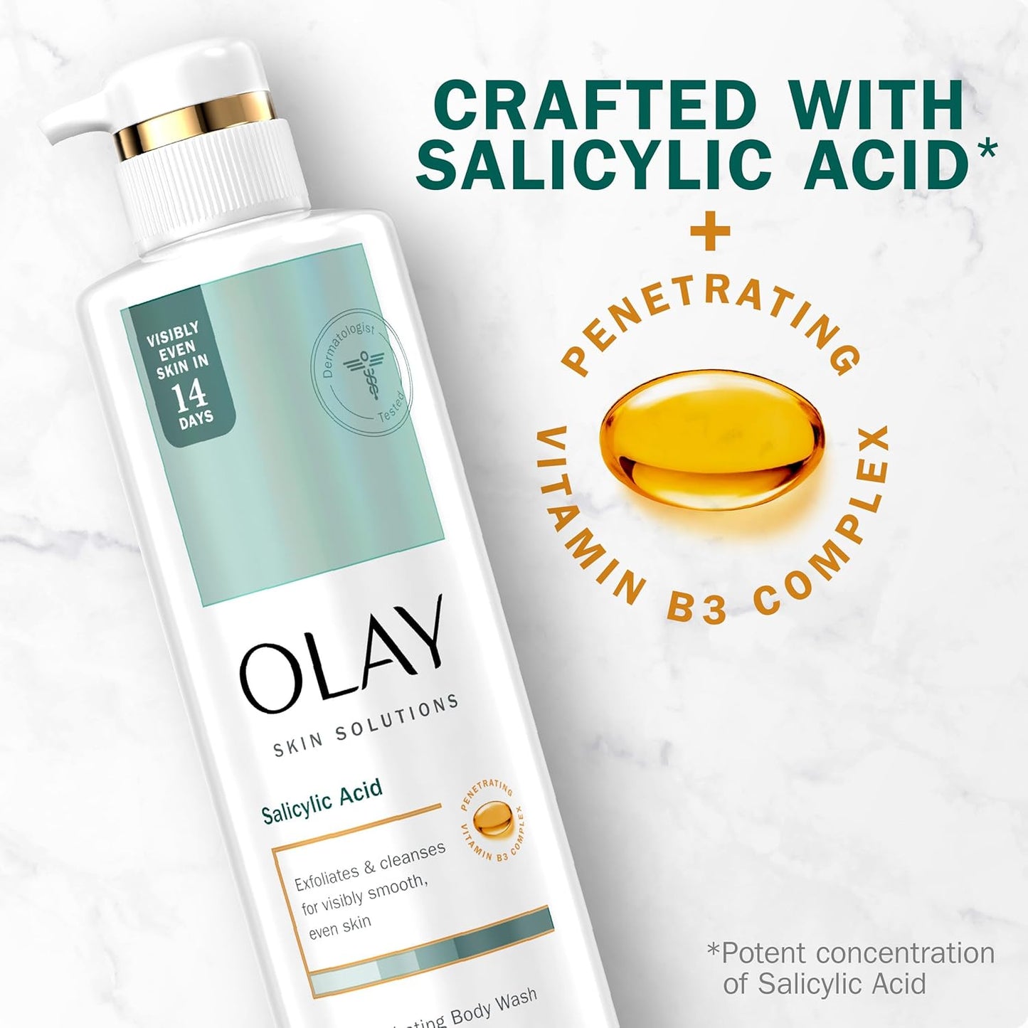 Olay Skin Solutions Hydrating Body Wash for Women with Salicylic Acid, 17.9 fl oz