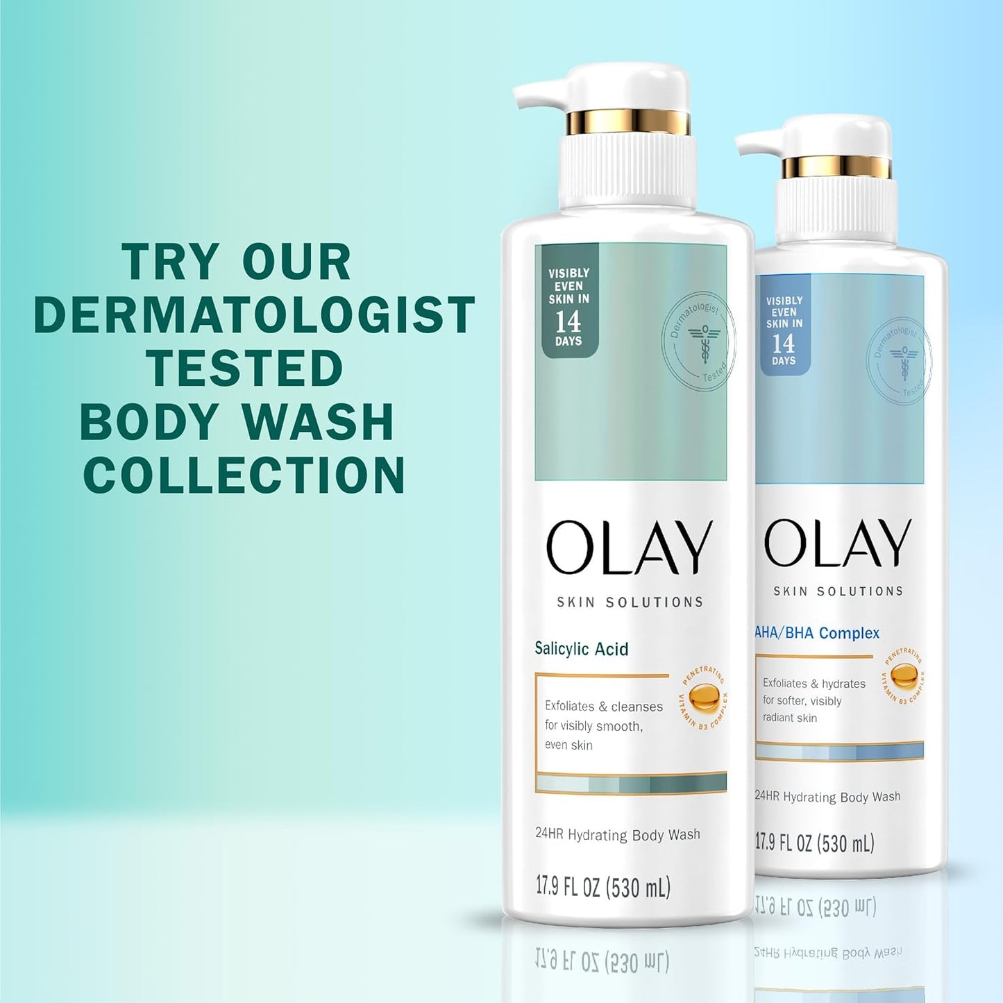 Olay Skin Solutions Hydrating Body Wash for Women with Salicylic Acid, 17.9 fl oz