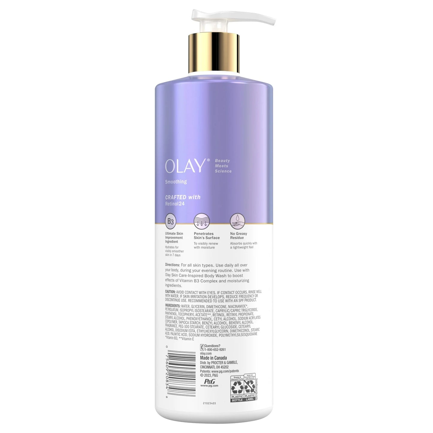Olay Smoothing Hand & Body Lotion with Retinol & Vitamin B3 Complex, for All Skin Types, 17 fl oz