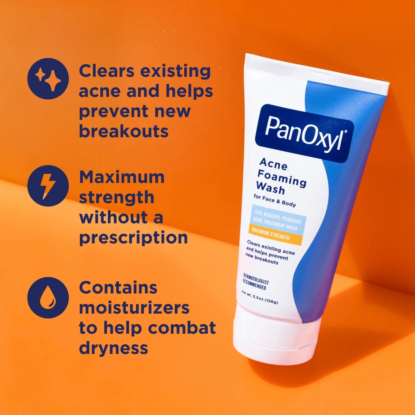 PanOxyl 10% Benzoyl Peroxide Acne Foaming Wash, 5.5 Oz