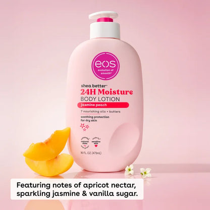 eos Shea Better Body Lotion- Jasmine Peach, Soothes Dry Skin, 16 fl oz