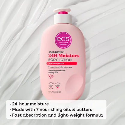 eos Shea Better Body Lotion- Jasmine Peach, Soothes Dry Skin, 16 fl oz