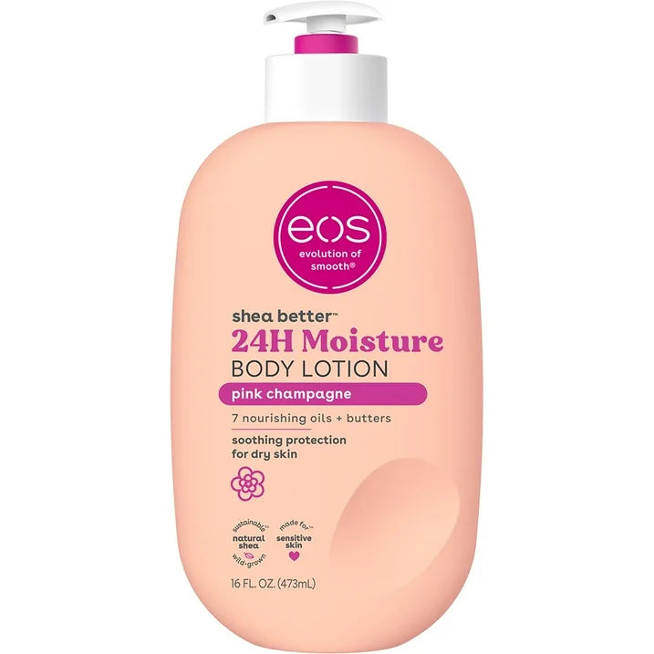 eos Shea Better Body Lotion for Dry Skin, Pink Champagne, 16 fl oz
