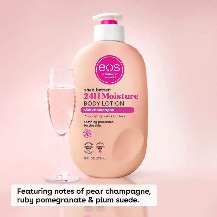eos Shea Better Body Lotion for Dry Skin, Pink Champagne, 16 fl oz
