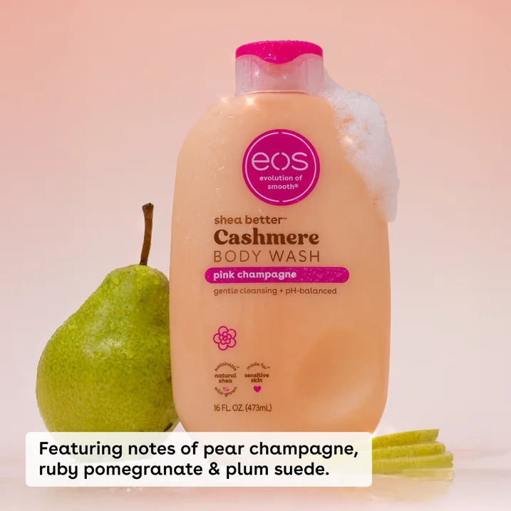 eos Shea Better Cashmere Body Wash, Pink Champagne, Creamy Gel Formula, 16 oz